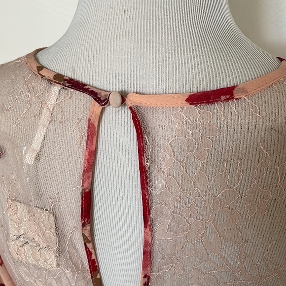 NWT Free People Daphne Floral lace long sleeve print blouse - Picture 10 of 11